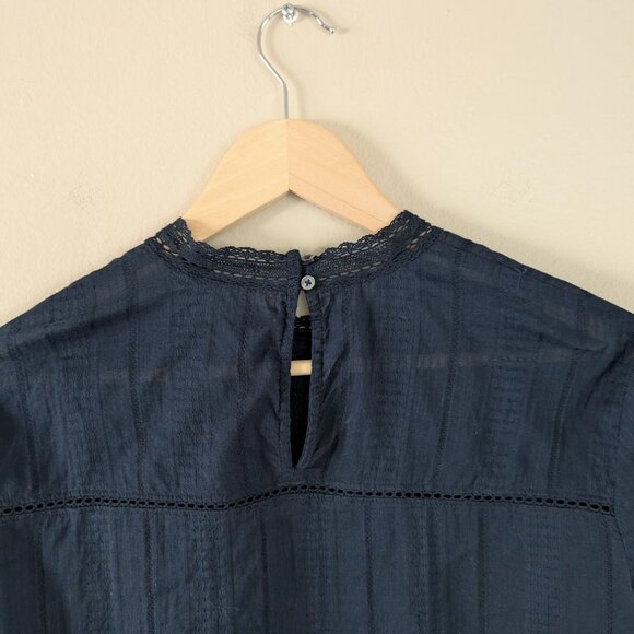 Abercrombie & Fitch Navy Blue Romantic Bohemian Embroidered Long Sleeve Top XL - Picture 4 of 7
